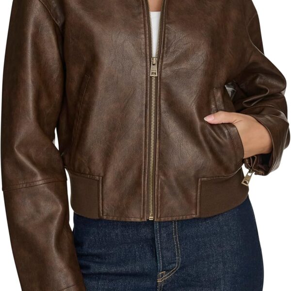 Levi's womens Faux Leather Bomber With Laydown Collar