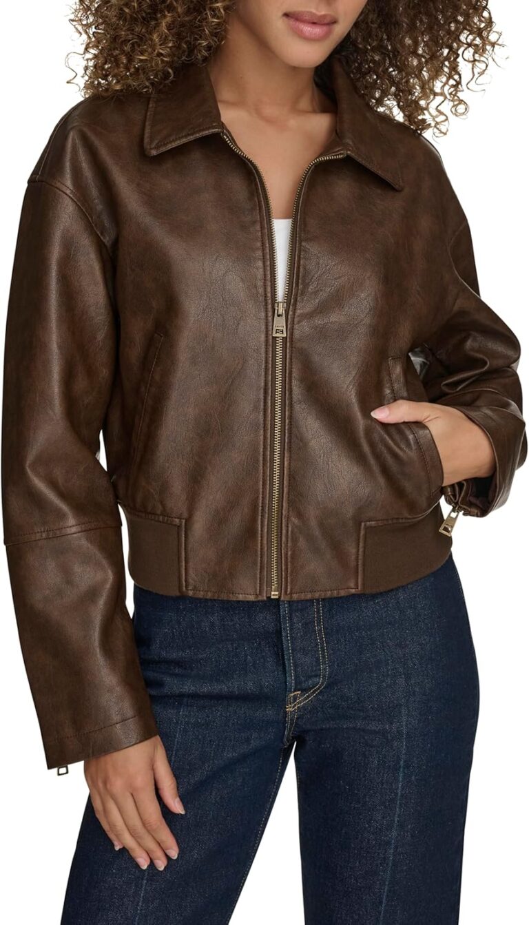 Levi's womens Faux Leather Bomber With Laydown Collar