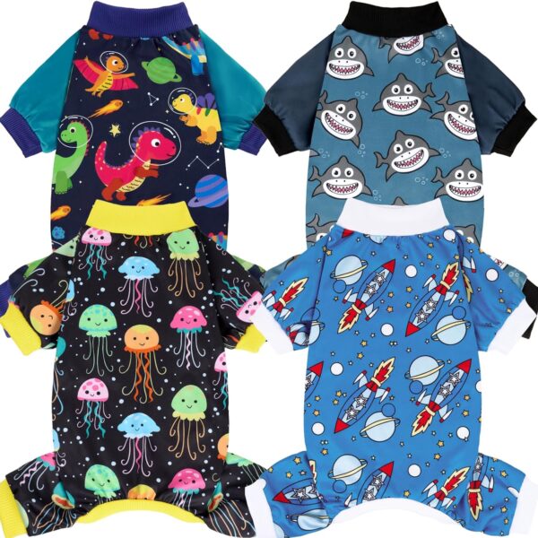XPUDAC Dog Pajamas Clothes for Small Dogs Boy Girl, Doggie Pjs Puppy Onesies Outfits Pet Clothes Christmas Pajamas, 4 Styles (Universe, Large)
