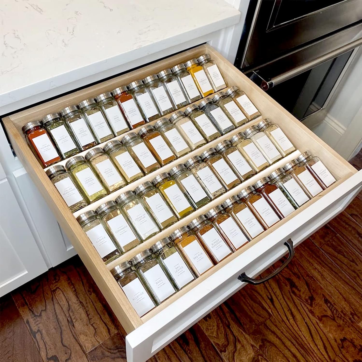 MIUKAA Clear Acrylic Spice Drawer Organizer, 4 Tier- 2 Set Expandable From 13" to 26" Drawer Seasoning Organizer, Kitchen Spice Rack Tray for Drawer/Countertop (Jars not included) MIUKAA Clear Acrylic Spice Drawer Organizer, 4 Tier- 2 Set Expandable From 13" to 26" Drawer Seasoning Organizer, Kitchen Spice Rack Tray for Drawer/Countertop (Jars not included)