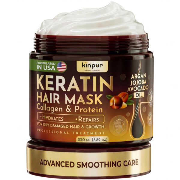Keratin Hair Mask for Dry, Damaged or Long Hair - Deep Conditioner Masque with Protein, Coconut, Jojoba & Avocado Oil  Collagen Treatment for Hair Growth & Hydration, Split Ends Repair, Color-Safe