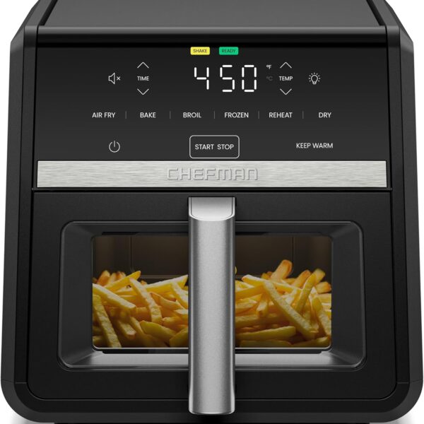 Chefman Air Fryer 9 Qt | TurboFry 7-in-1 High-Powered 450F Cooking for Crispier and Even Results | XL Basket with Viewing Window | Air Fry, Bake, Broil, Reheat, Dehydrate, Defrost, Keep Warm