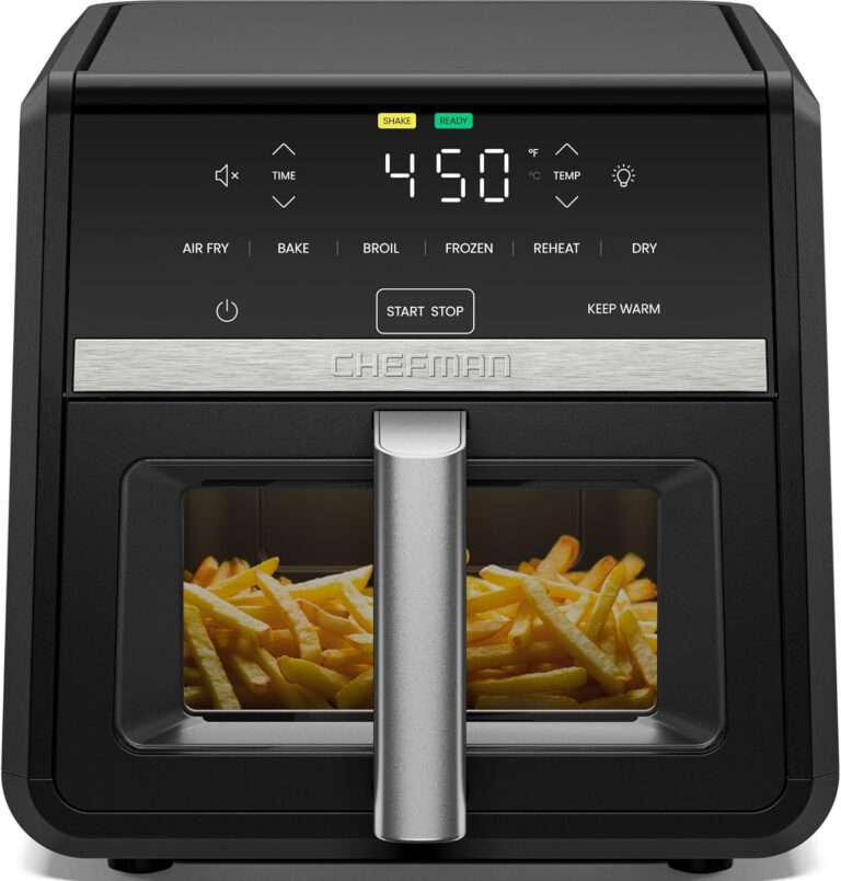 Chefman Air Fryer 9 Qt | TurboFry 7-in-1 High-Powered 450F Cooking for Crispier and Even Results | XL Basket with Viewing Window | Air Fry, Bake, Broil, Reheat, Dehydrate, Defrost, Keep Warm