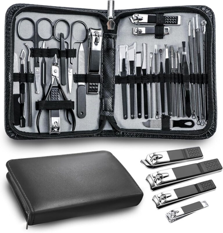 Manicure Pedicure Kit Professional 30pcs Complete Nail Care kitfingernail and toenail Clippers and Manicure kit for Men with Travel Deluxe Beauty Tools Convenience Set (Black)