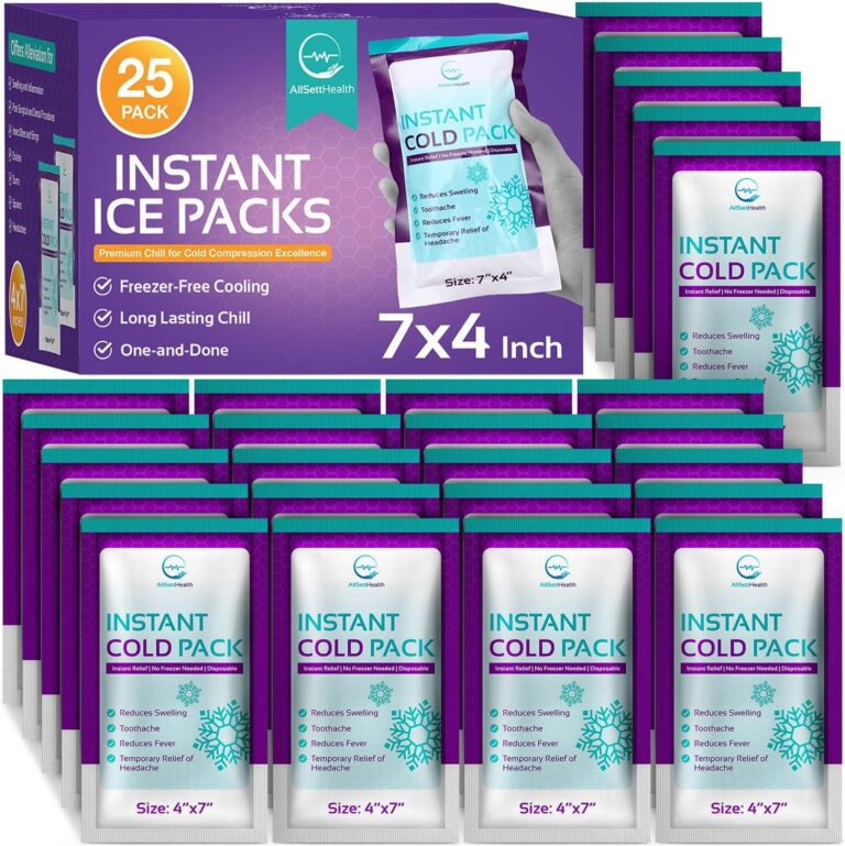 Instant Ice Packs for Injuries 25 Packs (7 x 4) | Instant Ice Cold Pack - Cold Compress Disposable Ice Pack for Pain Relief, First Aid Essential, Swelling, Toothache, Athletes & Outdoor Activities