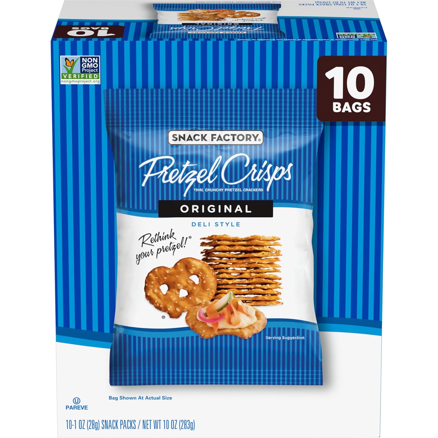Snack Factory Pretzel Crisps, Original, 1 Oz Snack Bags, 10 Ct Snack Factory Pretzel Crisps, Original, 1 Oz Snack Bags, 10 Ct