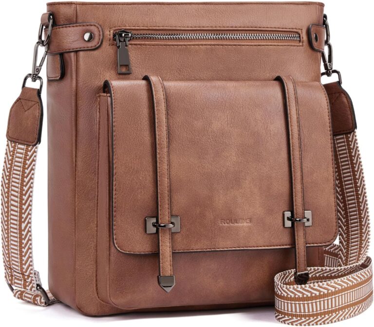 Roulens Crossbody Bags for Women,Multi Pocket Crossbody Purses Vegan Leather Shoulder Handbags Travel Purse Adjustable Strap