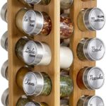 Orii 20 Jar Rotating Bamboo Spice Rack with Spices Included & 5-Year Free Spice Refill Program  Revolving Countertop Spice Rack with Glass Jars