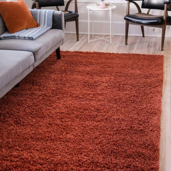 Unique Loom Solid Shag Collection Area Rug (5' 1" x 8' Rectangle, Terracotta)