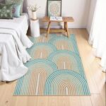 Moynesa Abstract Rainbow Washable 4x6 Rug, Ultra-Thin Soft Boho Area Rug for Playroom Bedroom Non Slip, Mid Century Modern Colored Orange Green Indoor Carpet for Living Room Office Kitchen