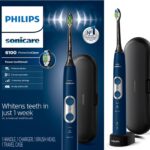 Philips Sonicare ProtectiveClean 6100 Rechargeable Electric Toothbrush, with Pressure Sensor, 3 Cleaning Modes, SmarTimer and QuadPacer, 14-Day Battery Life, Travel Case, Navy Blue, Model HX6871/49