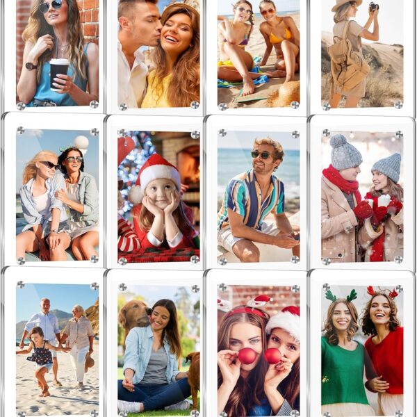 ESRICH 12 Pack-Acrylic Fridge Magnetic Frame, Mini Picture Frames, Double Sided Photo Magnet Frames for Refrigerator, Mini Clear Picture Frame, Gifts (2.36 x 3.54Inch)
