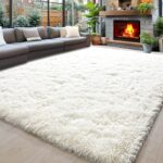 8x10 Area Rugs for Living Room, Ultra Soft Fluffy Large Shaggy Rug Carpet for Bedroom, Non-Slip Fuzzy Plush Rugs for Nursery Boys Girls Kids Room Modern Indoor Home Decor, Cream White