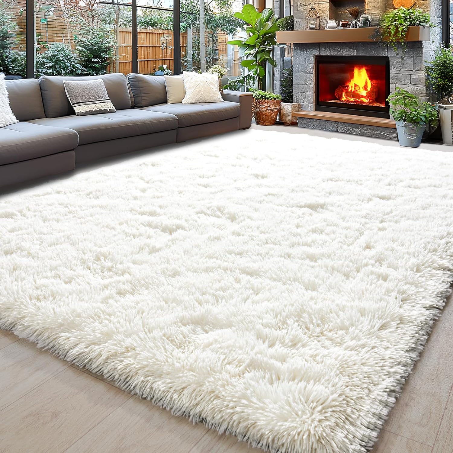 8x10 Area Rugs for Living Room, Ultra Soft Fluffy Large Shaggy Rug Carpet for Bedroom, Non-Slip Fuzzy Plush Rugs for Nursery Boys Girls Kids Room Modern Indoor Home Decor, Cream White 8x10 Area Rugs for Living Room, Ultra Soft Fluffy Large Shaggy Rug Carpet for Bedroom, Non-Slip Fuzzy Plush Rugs for Nursery Boys Girls Kids Room Modern Indoor Home Decor, Cream White