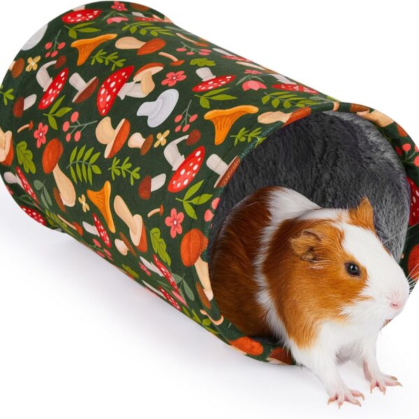 Glittme Guinea Pig Tunnel Washable Guinea Pigs Hideout Portable Rabbit Tunnels Soft Ferret Tunnel for Playing Resting Guinea Pig Accessories for Hedgehogs, Hamster, Mushrooms