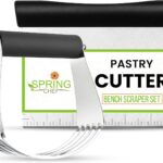 Spring Chef Dough Blender & Pastry Cutter Tool, Stainless Steel Pastry Blender & Bench Scraper for Pizza, Nut, Pie - Multipurpose Dough Cutter & Scraper Tool for Baking with Soft Grip Handles - Black