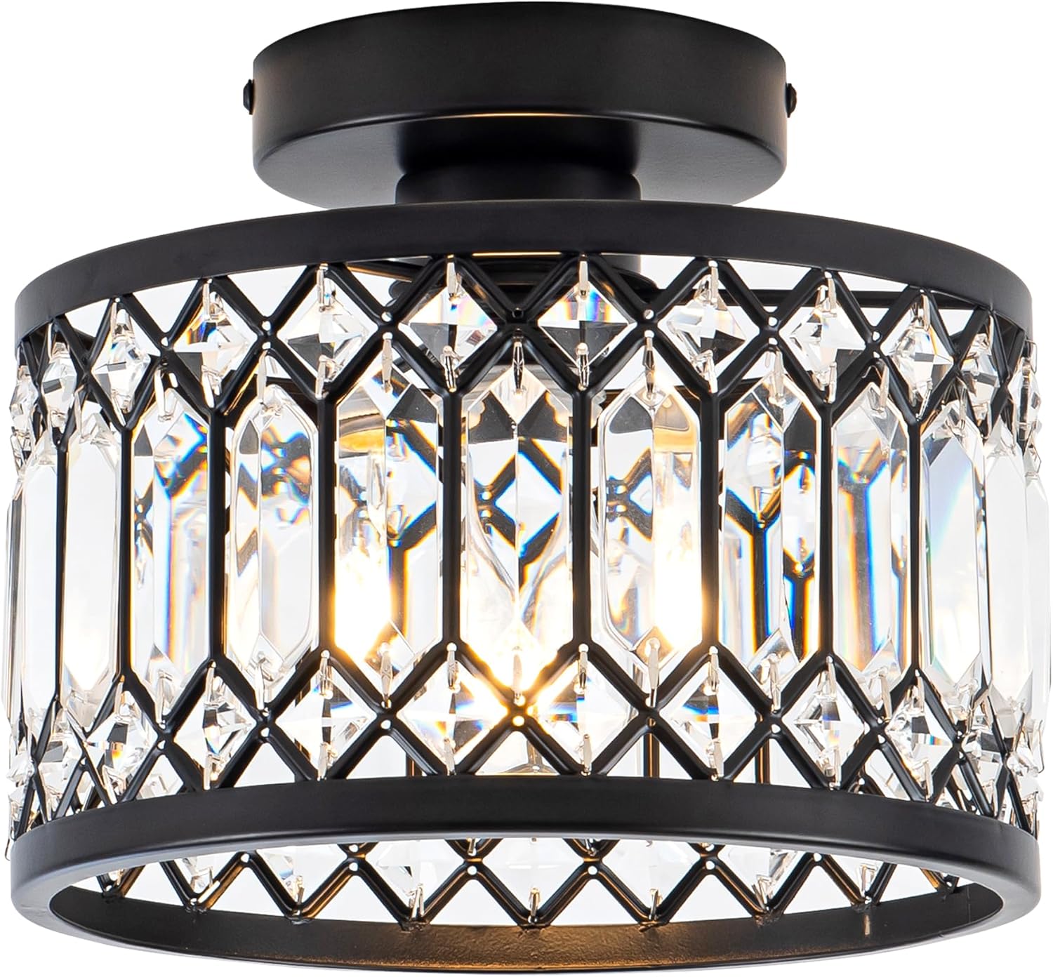 Rpzloila Crystal Ceiling Light Fixture, Modern Semi Flush Mount Ceiling Light,Crystal Chandelier for Kitchen Bedroom Bathroom Entryway Black (Bulb not Included) Rpzloila Crystal Ceiling Light Fixture, Modern Semi Flush Mount Ceiling Light,Crystal Chandelier for Kitchen Bedroom Bathroom Entryway Black (Bulb not Included)