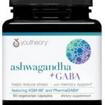 Youtheory Ashwagandha + GABA - Adaptogenic Blend with Organic KSM-66 & Ginger - Aids Stress Relief & Mood* - Supports Energy Levels* - 60 Vegetarian Capsules (30-Day Supply)*