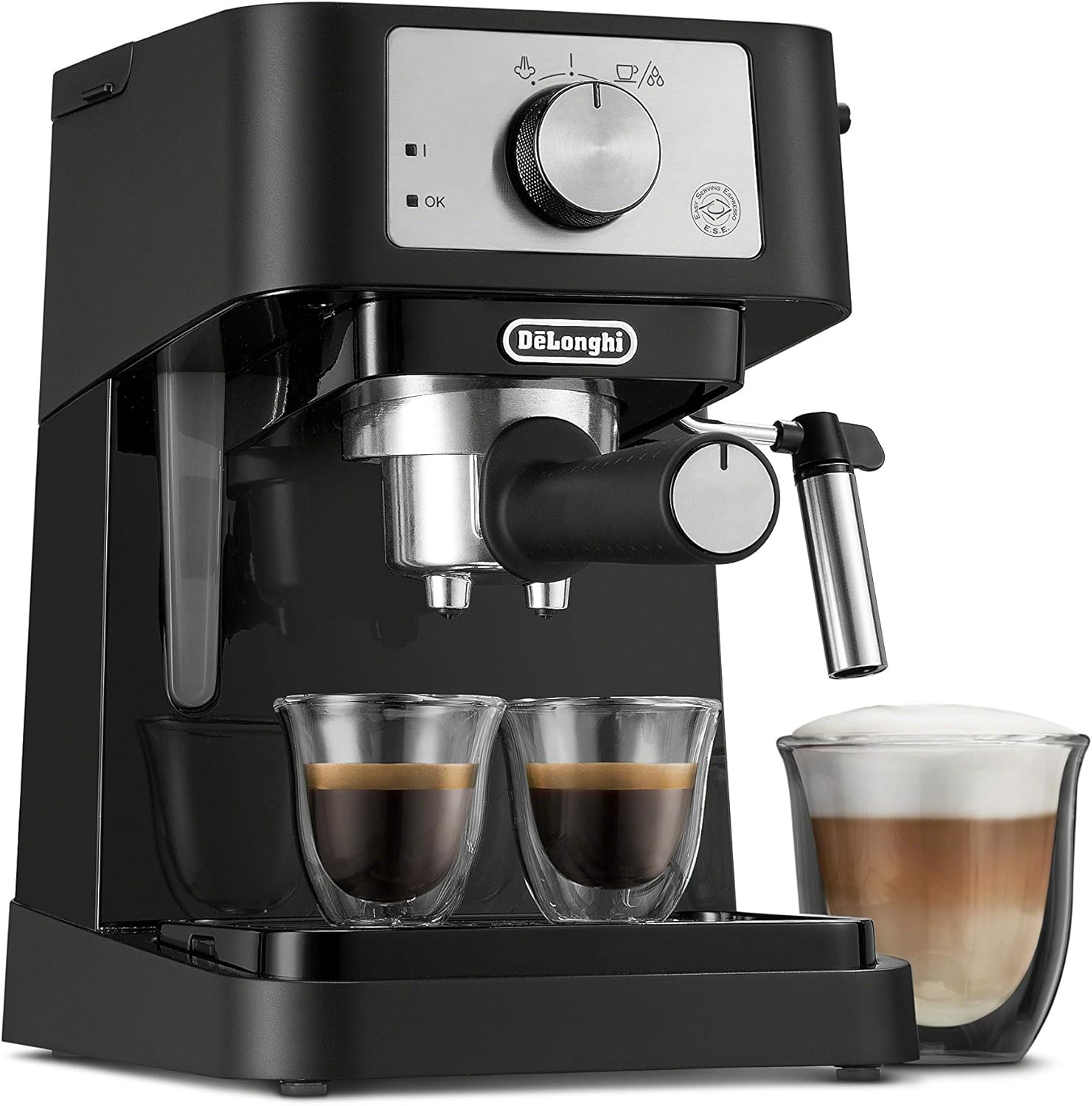 De'Longhi Stilosa Manual Espresso Machine, Compact Coffee Maker, 15 Bar Pump Pressure, Manual Milk Frother Steam Wand for Authentic Single & Double Espresso, Lattes & Cappuccinos, Tamper Included De'Longhi Stilosa Manual Espresso Machine, Compact Coffee Maker, 15 Bar Pump Pressure, Manual Milk Frother Steam Wand for Authentic Single & Double Espresso, Lattes & Cappuccinos, Tamper Included