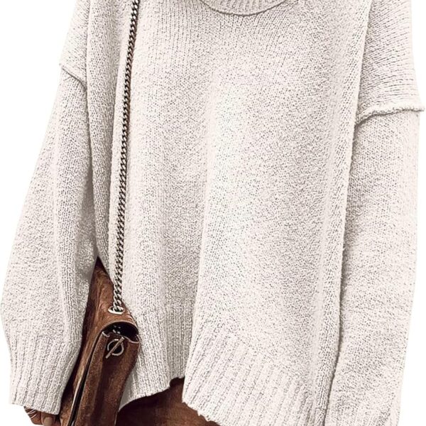 ANRABESS Women's Oversized Casual Loose Slouchy Scoop V Neck Batwing Long Sleeve Knit 2025 Fall Pullover Sweaters