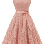 Dressystar Women Floral Lace Bridesmaid Party Dress Short Prom Dress V Neck