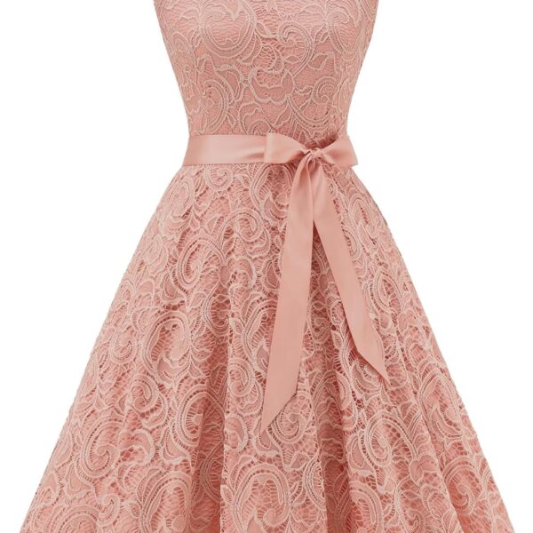 Dressystar Women Floral Lace Bridesmaid Party Dress Short Prom Dress V Neck