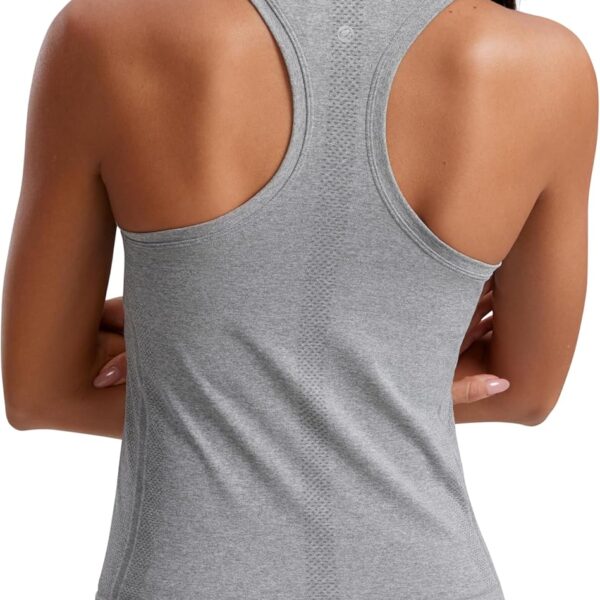 CRZ YOGA Seamless Workout Tank Tops for Women - Athletic Running Gym Sleeveless Shirts Crewneck Racerback Breathable