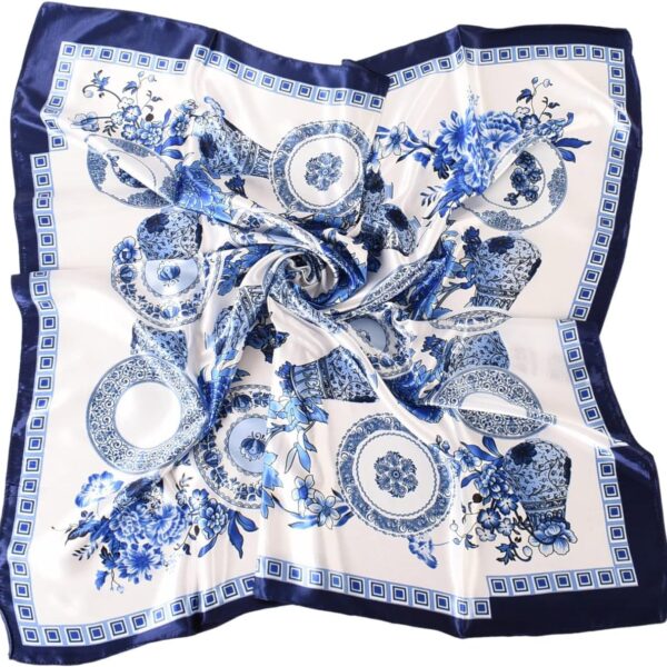 35 x 35 Women's Fashion Pattern Large Square Silk Like Hair Scarf Head Sleeping Wrap Satin Neck Bandana for Gift