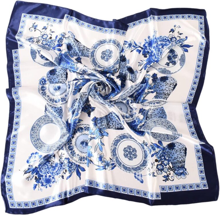 35 x 35 Women's Fashion Pattern Large Square Silk Like Hair Scarf Head Sleeping Wrap Satin Neck Bandana for Gift