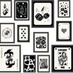 97 Decor Black and White Wall Art - Retro Lucky Poster, Black and White Trendy Wall Art, Poker Room Decor, Funky Art Prints, Poker Pictures Ace Of Spades Decor for Bedroom Apartment (8x10 Unframed)