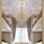24"x36" Mirror for Wall, Scalloped Corners Rectangle Decorative Mirror, Metal Beaded Frame Accent Wall Decor for Bathroom, Entryway, Mantel, Antique Gold