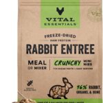 Vital Essentials Freeze Dried Dog Food, Raw Rabbit Crunchy Mini Nibs | Complete Meal or Topper | 96% Rabbit, Organs & Bone | Limited Ingredient, High Protein, Grain Free Dry Dog Food | 14 oz Bag