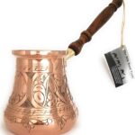 PC Series (XXLarge - 28 fl oz) - Thickest Solid Copper Engraved Turkish Greek Arabic Coffee Pot Wooden Handle Heavy Duty, Stovetop Coffee Maker, Jazzve, Cezve, Ibrik with Hammered Base