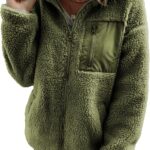 Dokotoo Womens Winter Trendy Full Zipper Fleece Jackets Long Sleeve Relaxed Warm Teddy Coats with Pockets
