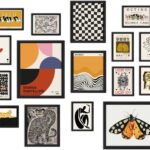 ANERZA 16 PCS Framed Eclectic Wall Art Decor, Modern Maximalist Wall Prints for Bedroom, Vintage Gallery Wall Frame Set, Bauhaus Funky Posters for Home Decor, Retro Abstract Dorm Collage Kit