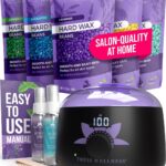 Tress Wellness Waxing Kit for Sensitive Skin, Safe for Face & Skin, Prep & Aftercare Spray, Easy to Use, At-Home Kit for Face, Bikini, Brazilian & Full Body - Digital Display, Black Purple Flower