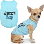 Parisian Pet Dog Shirt for Mother's Day  100% Cotton Shirts for Large Dogs  Blue Sleeveless Puppy Clothes  Lightweight and Breathable Dog Apparel  Boy Dogs Clothes - Stretchy Mommys Boy Pet Shirt