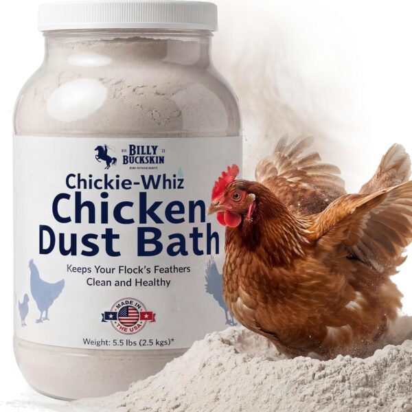 5.5lb Chickie-Whiz Chicken Dust Bath - Made in USA - All Natural Volcanic Ash Dust Bath for Chickens - Healthier Eggs & Feathers - Chicken Coop Accessories for Farms by Billy Buckskin Co.