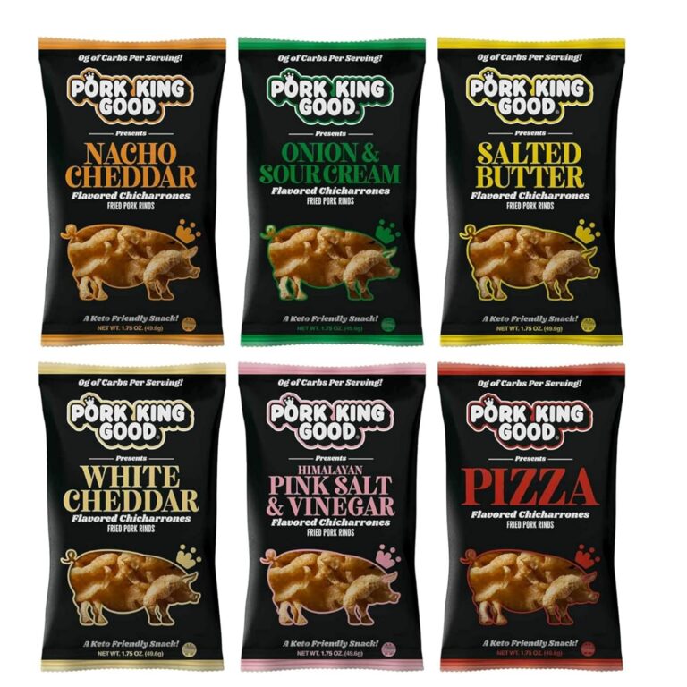 Pork King Good Pork Rinds Variety 6 Pack (Chicharrones) Keto Snacks