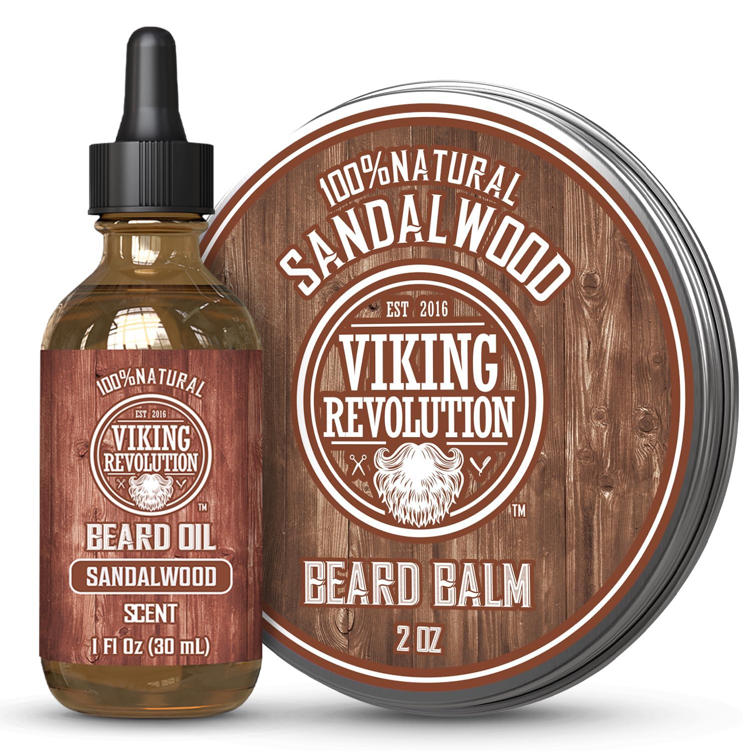 Viking Revolution Sandalwood Beard Balm for Men (2oz) and Sandalwood Beard Oil (1 fl oz) Bundle - With Argan and Jojoba Oils - Soften and Moisturize - Stocking Stuffers for Men Viking Revolution Sandalwood Beard Balm for Men (2oz) and Sandalwood Beard Oil (1 fl oz) Bundle - With Argan and Jojoba Oils - Soften and Moisturize - Stocking Stuffers for Men