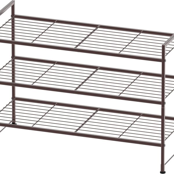 Simple Houseware 3-Tier Stackable Shoes Rack Storage Shelf, Bronze