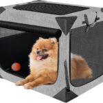Nottia Dog Crate, Collapsible Soft Travel Crate for Large Dogs (3 Year Warranty), Indoor & Outdoor Portable Pet Kennel with Chew-Proof Mesh Window (Dark Gray, 30" L x 21" W x 21" H)