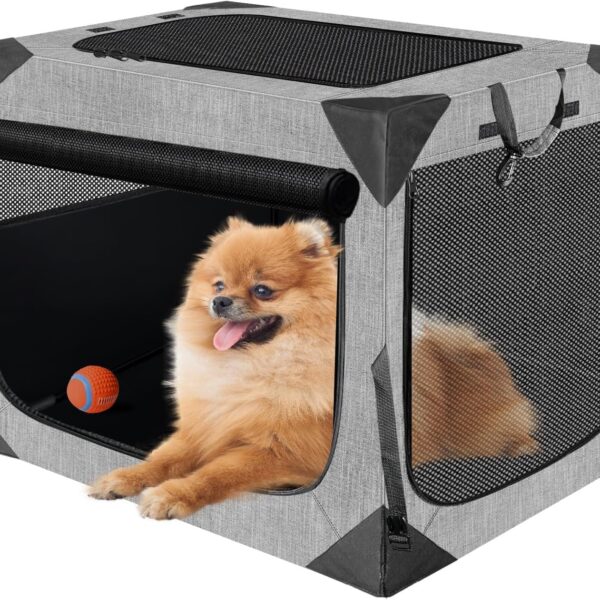 Nottia Dog Crate, Collapsible Soft Travel Crate for Large Dogs (3 Year Warranty), Indoor & Outdoor Portable Pet Kennel with Chew-Proof Mesh Window (Dark Gray, 30" L x 21" W x 21" H)