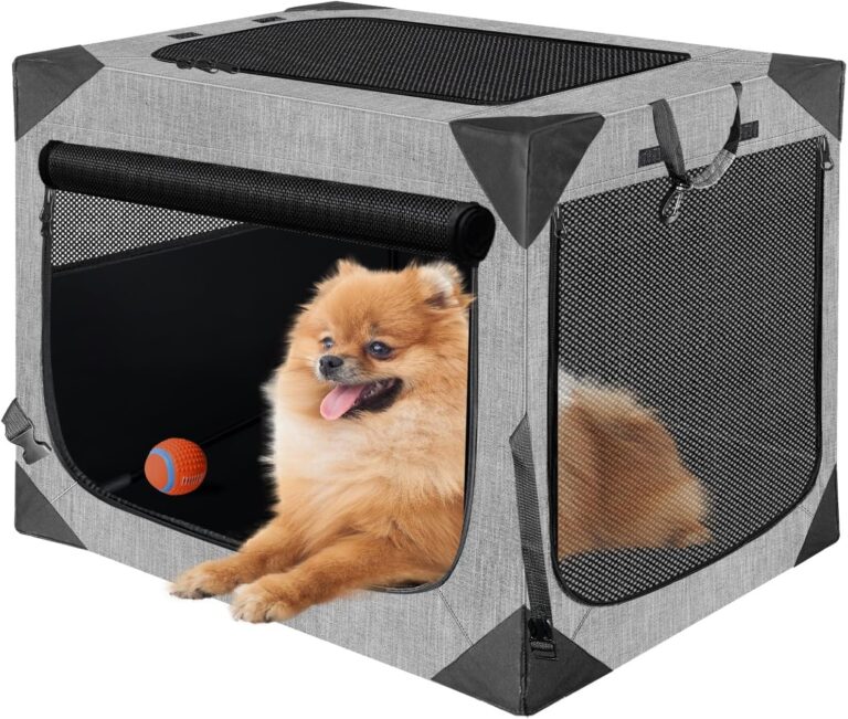 Nottia Dog Crate, Collapsible Soft Travel Crate for Large Dogs (3 Year Warranty), Indoor & Outdoor Portable Pet Kennel with Chew-Proof Mesh Window (Dark Gray, 30" L x 21" W x 21" H)