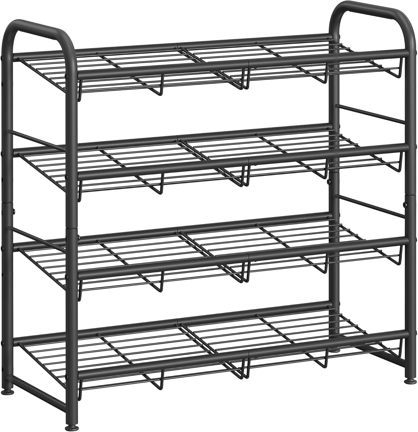 SONGMICS Stackable Shoe Rack, 4 Tier Metal Shoes Rack Storage Shelf, Holds up to 16 Pairs Shoes, Adjustable Slanted Shelves Shoe Tower Organizer for Closet Entryway Small Spaces, Black SONGMICS Stackable Shoe Rack, 4 Tier Metal Shoes Rack Storage Shelf, Holds up to 16 Pairs Shoes, Adjustable Slanted Shelves Shoe Tower Organizer for Closet Entryway Small Spaces, Black