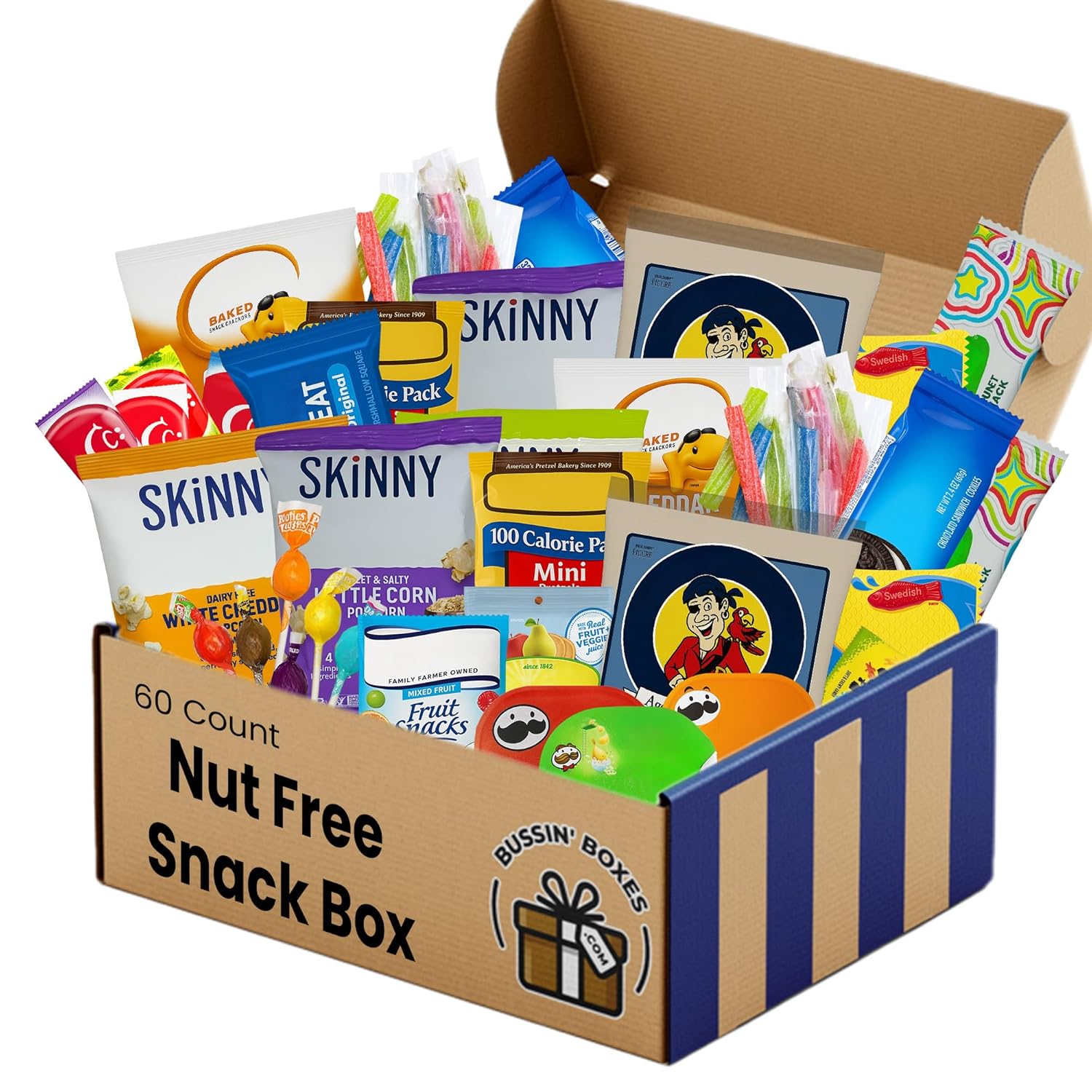 Peanut Free and Nut Free Snack Box 60 Count Bulk Pack of Individually Wrapped Allergy-Friendly Snacks Assembled by Bussin Boxes Peanut Free and Nut Free Snack Box 60 Count Bulk Pack of Individually Wrapped Allergy-Friendly Snacks Assembled by Bussin Boxes
