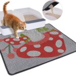 Bienbee Cat Litter Mat, 30"x24" Cat Litter Trapping Mat, Double Layer Litter Mat with Non-Slip Rubber Bottom, Urine and Water Proof, Keeps Floors Clean Mushroom L