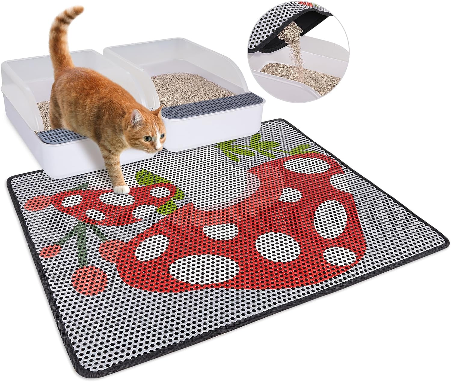 Bienbee Cat Litter Mat, 30"x24" Cat Litter Trapping Mat, Double Layer Litter Mat with Non-Slip Rubber Bottom, Urine and Water Proof, Keeps Floors Clean Mushroom L Bienbee Cat Litter Mat, 30"x24" Cat Litter Trapping Mat, Double Layer Litter Mat with Non-Slip Rubber Bottom, Urine and Water Proof, Keeps Floors Clean Mushroom L
