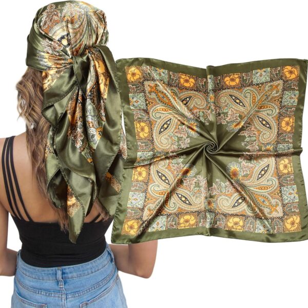 AWAYTR Satin Silk Scarf - Large Hair Bandana, Sleeping Wrap for Women
