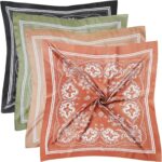 Fishinsea 4 Pcs 27.5'' x 27.5'' Satin Silk Head Scarf Hair Scarves Large Bandanas Neck Scarf for Women Girls